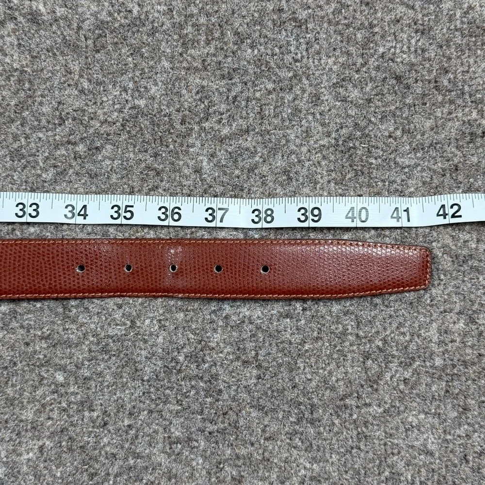 Miguel Bellido Brown Genuine Leather Belt Mens Size 36 Silver Tone Square Buckle